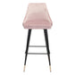 30" Pink And Black Velvet And Steel Bar Height Bar Chair