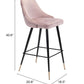 30" Pink And Black Velvet And Steel Bar Height Bar Chair