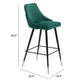 30" Green And Black Steel Low Back Bar Height Bar Chair