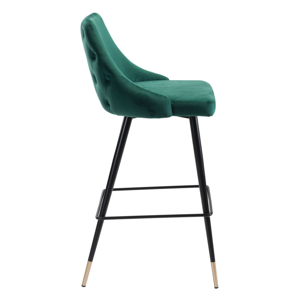 30" Green And Black Steel Low Back Bar Height Bar Chair