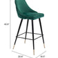 30" Green And Black Steel Low Back Bar Height Bar Chair