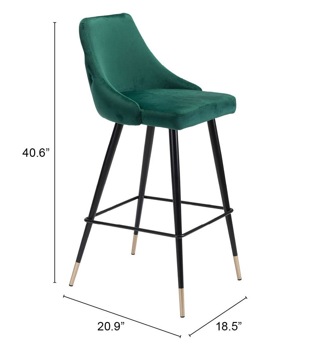 30" Green And Black Steel Low Back Bar Height Bar Chair