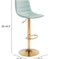 Adjustable Height Light Green And Gold Steel Swivel Counter Height Bar Chair