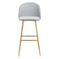 30" Gray And Gold Steel Low Back Bar Height Bar Chair