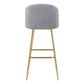 30" Gray And Gold Steel Low Back Bar Height Bar Chair