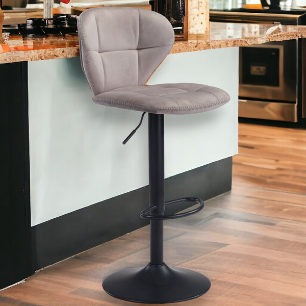 24 Gray And Black Steel Swivel Low Back Counter Height Bar Chair