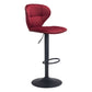 24" Red And Black Steel Swivel Low Back Counter Height Bar Chair