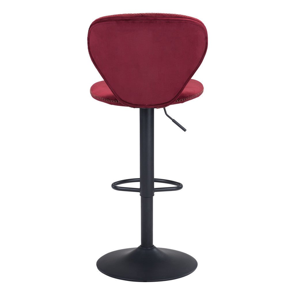 24" Red And Black Steel Swivel Low Back Counter Height Bar Chair