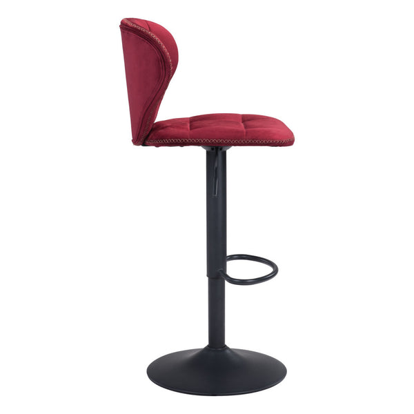 24 Red And Black Steel Swivel Low Back Counter Height Bar Chair