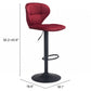 24" Red And Black Steel Swivel Low Back Counter Height Bar Chair