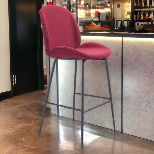 31 Red And Black Steel Low Back Bar Height Bar Chair