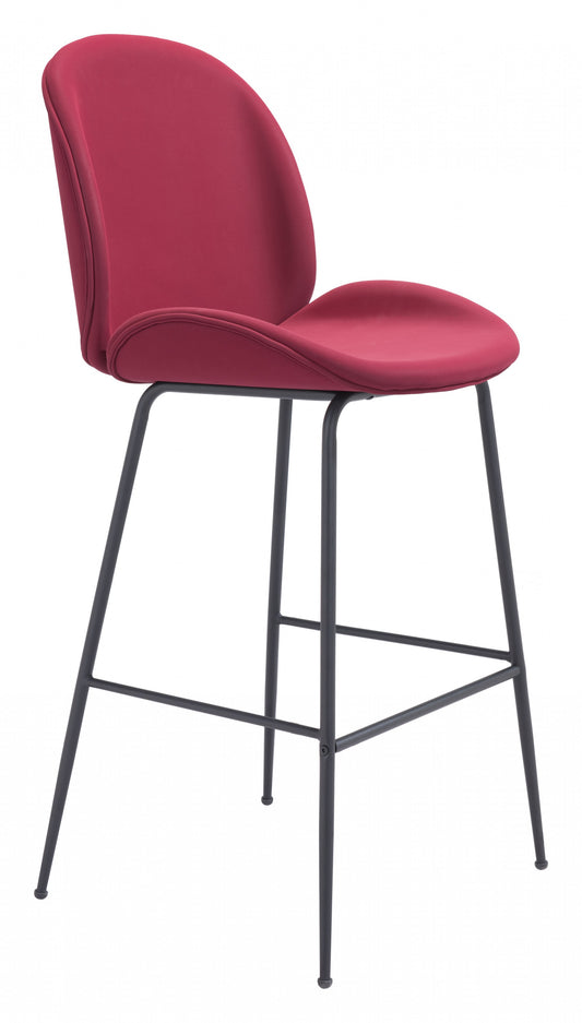 31" Red And Black Steel Low Back Bar Height Bar Chair