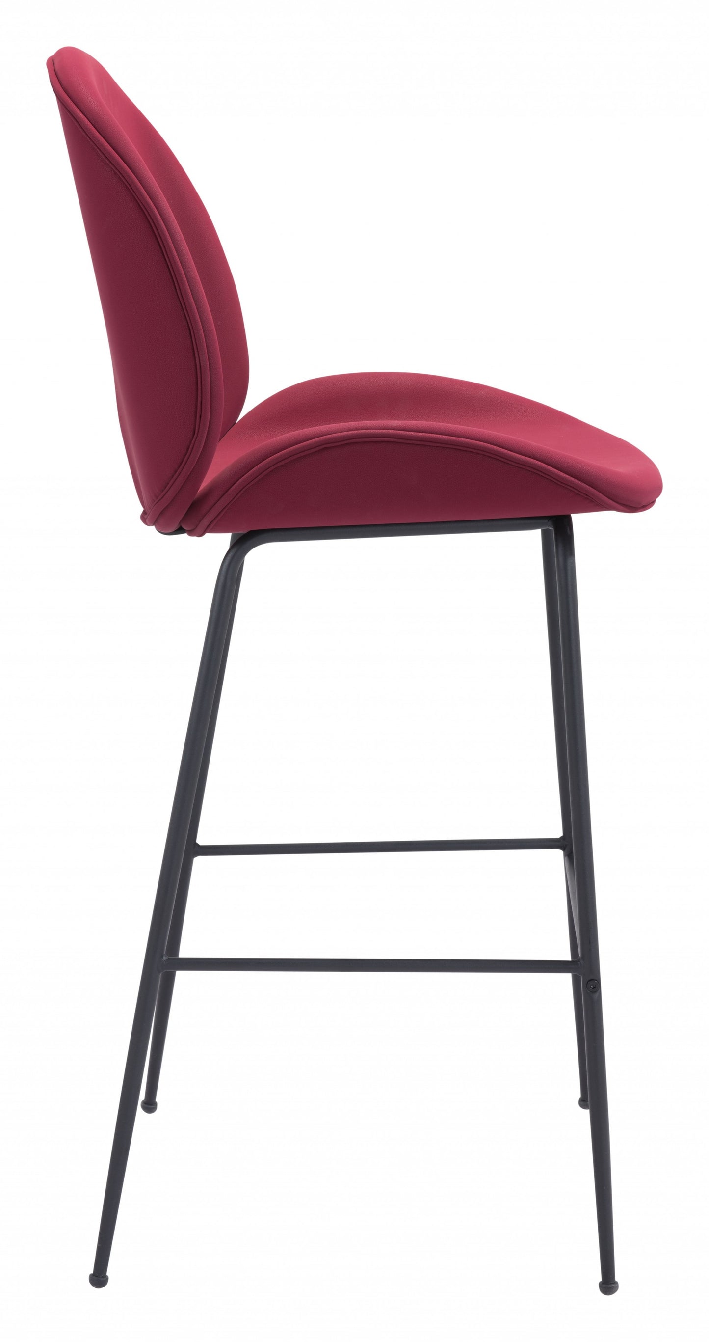 31" Red And Black Steel Low Back Bar Height Bar Chair