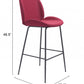 31" Red And Black Steel Low Back Bar Height Bar Chair