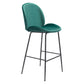 31" Green And Black Steel Low Back Bar Height Bar Chair