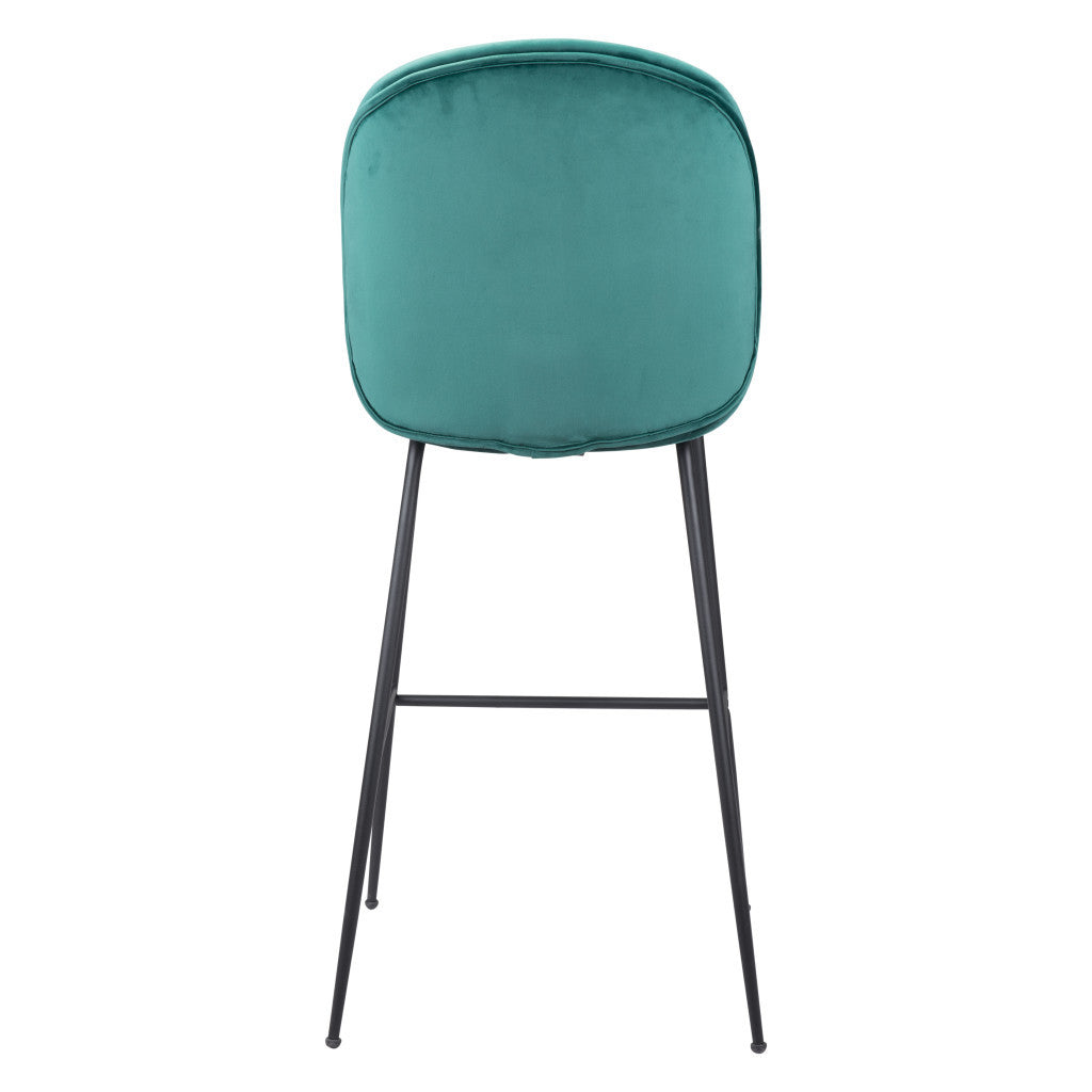 31" Green And Black Steel Low Back Bar Height Bar Chair