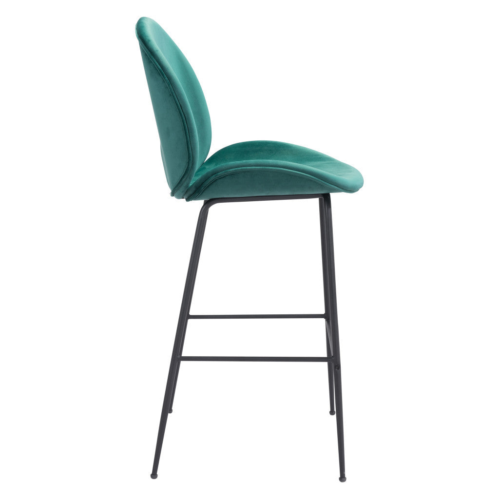 31" Green And Black Steel Low Back Bar Height Bar Chair