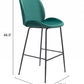 31" Green And Black Steel Low Back Bar Height Bar Chair