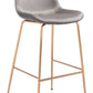 31" Gray And Copper Steel Low Back Bar Height Bar Chair