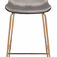 31" Gray And Copper Steel Low Back Bar Height Bar Chair