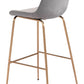 31" Gray And Copper Steel Low Back Bar Height Bar Chair