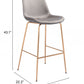 31" Gray And Copper Steel Low Back Bar Height Bar Chair