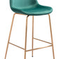 31" Green And Copper Steel Low Back Bar Height Bar Chair