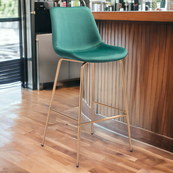 31 Green And Copper Steel Low Back Bar Height Bar Chair