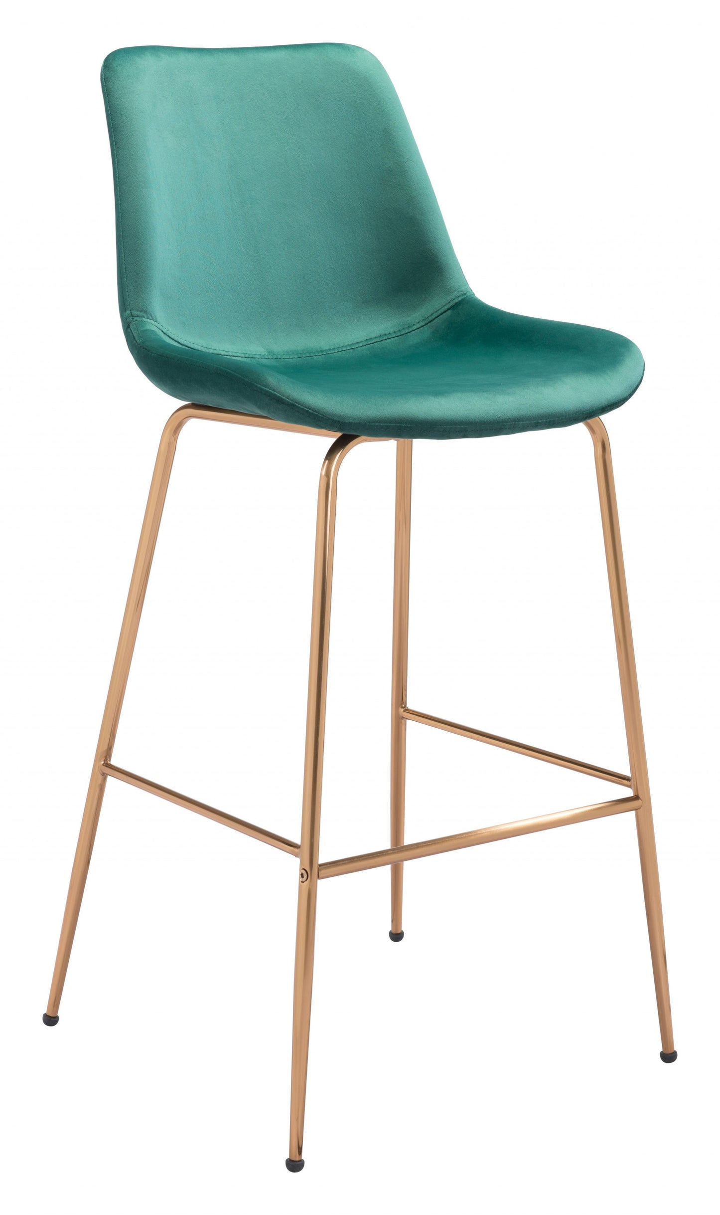 31" Green And Copper Steel Low Back Bar Height Bar Chair