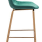 31" Green And Copper Steel Low Back Bar Height Bar Chair