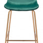 31" Green And Copper Steel Low Back Bar Height Bar Chair