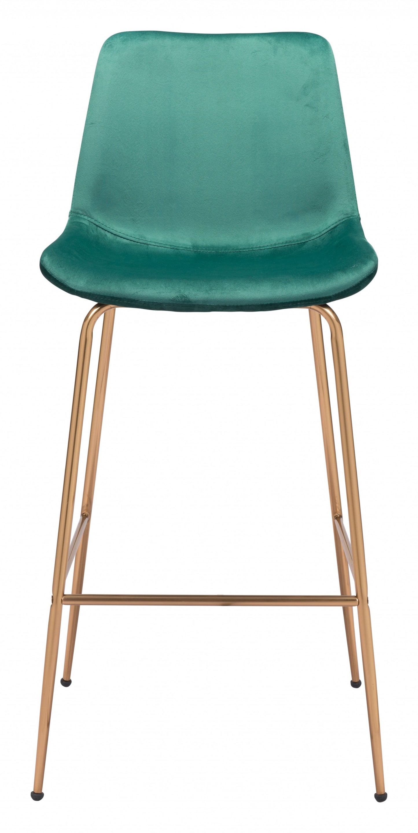 31" Green And Copper Steel Low Back Bar Height Bar Chair