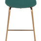 31" Green And Copper Steel Low Back Bar Height Bar Chair