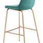 31" Green And Copper Steel Low Back Bar Height Bar Chair