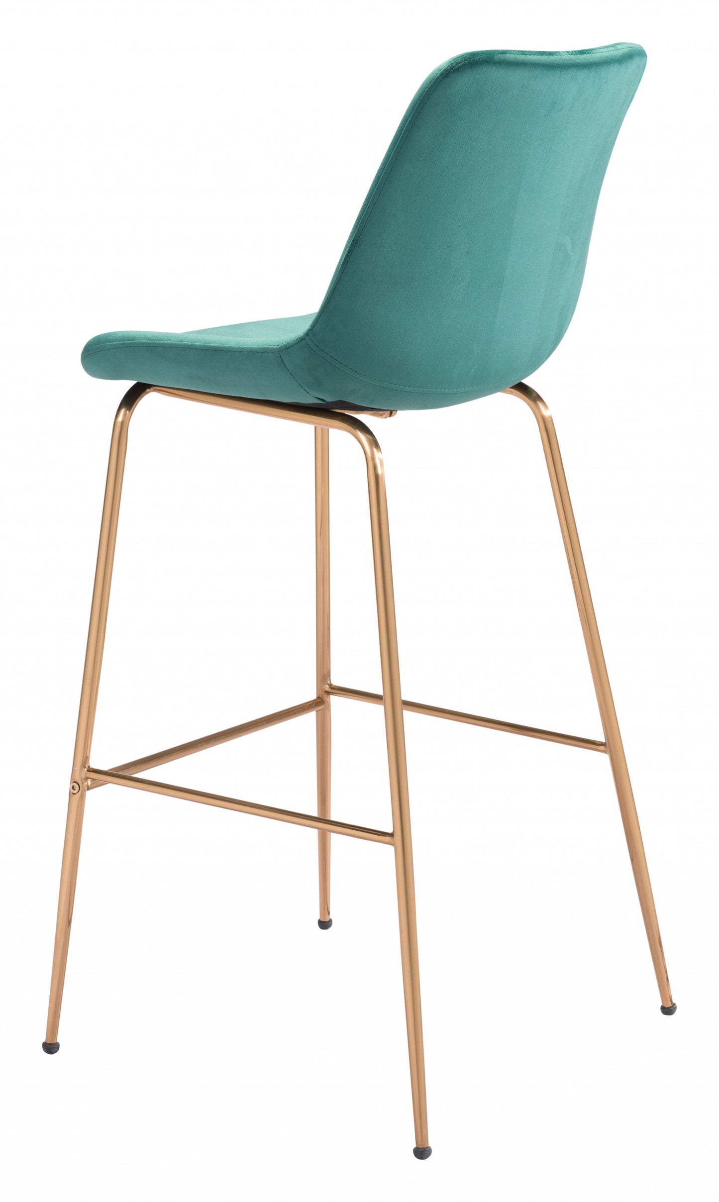 31" Green And Copper Steel Low Back Bar Height Bar Chair