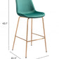 31" Green And Copper Steel Low Back Bar Height Bar Chair