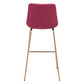 31" Red And Copper Steel Low Back Bar Height Bar Chair
