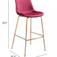 31" Red And Copper Steel Low Back Bar Height Bar Chair