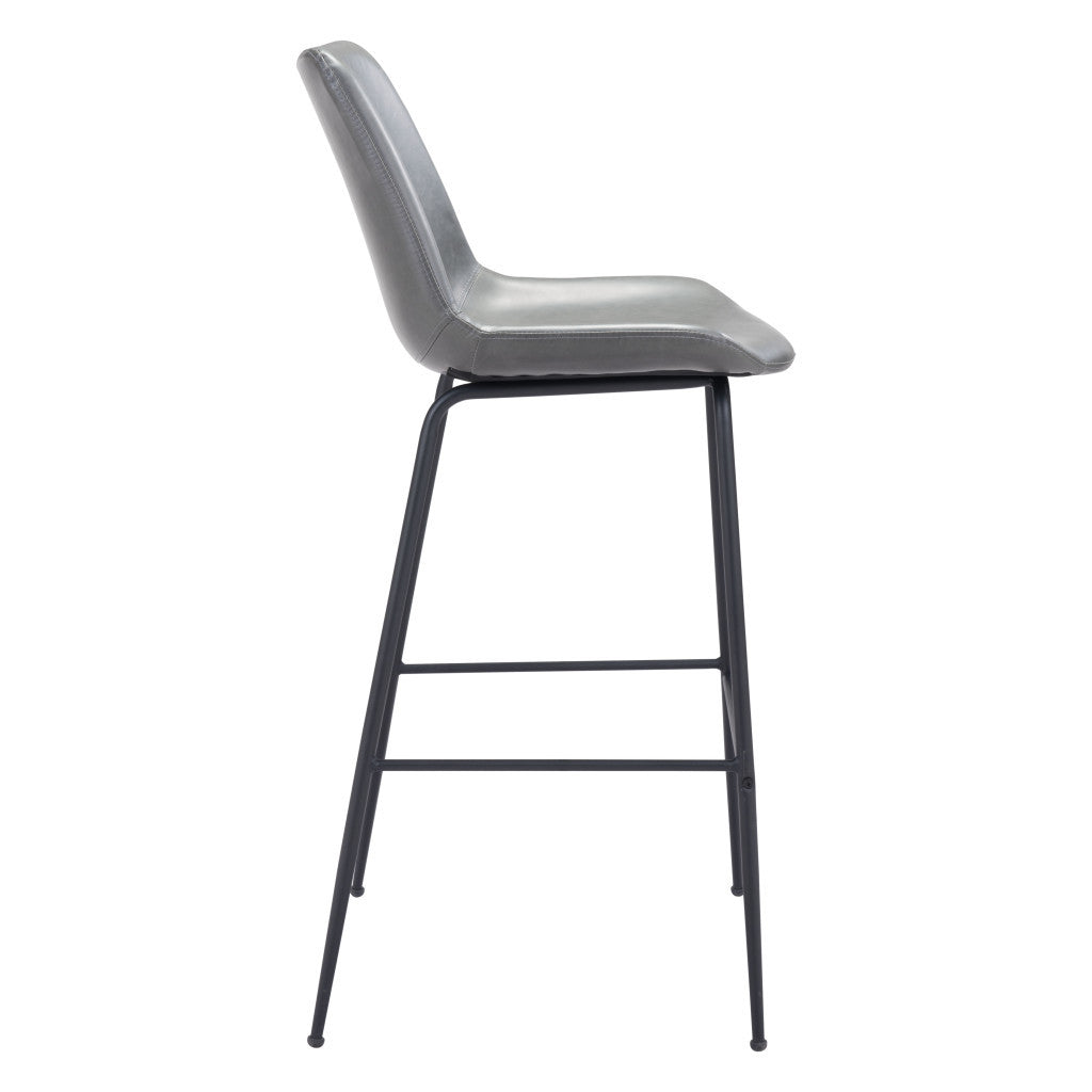 31 " Gray And Black Steel Low Back Bar Height Bar Chair