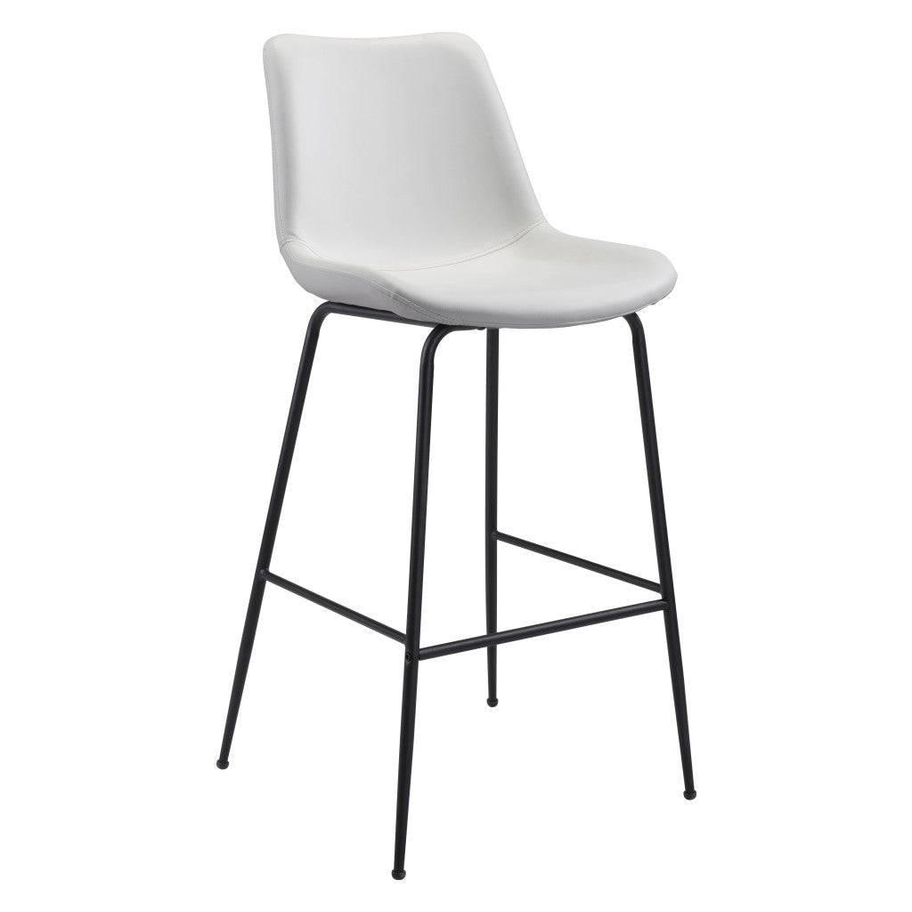 31" White And Black Steel Low Back Bar Height Bar Chair