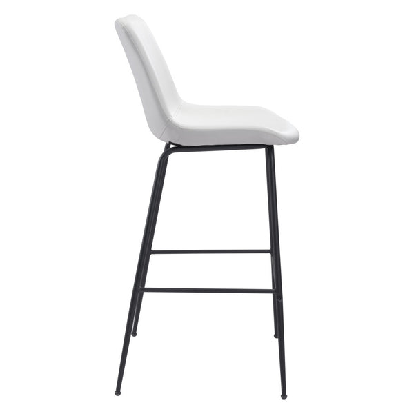 31 White And Black Steel Low Back Bar Height Bar Chair