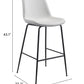 31" White And Black Steel Low Back Bar Height Bar Chair