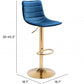 24" Dark Blue And Gold Steel Low Back Counter Height Bar Chair