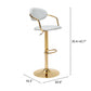 Adjustable Height White And Gold Steel Swivel Low Back Counter Height Bar Chair