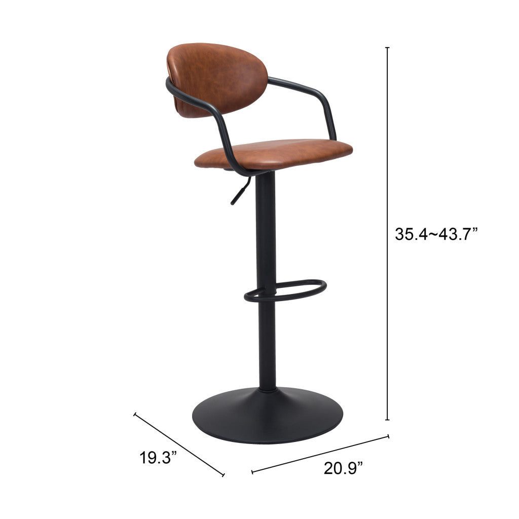 Adjustable Height Brown And Black Steel Swivel Low Back Counter Height Bar Chair