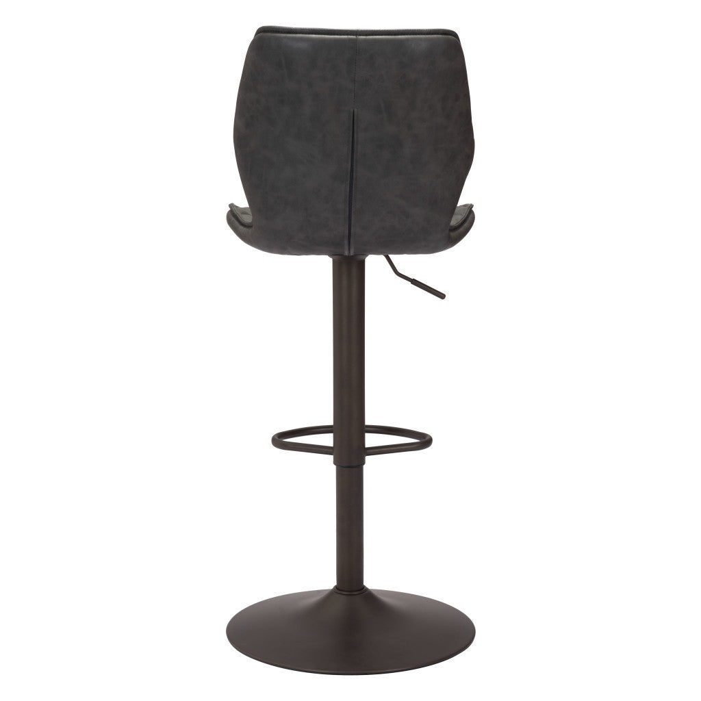 Adjustable Height Gray And Black Steel Swivel Low Back Counter Height Bar Chair