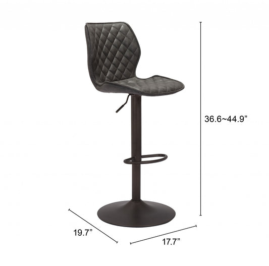 Adjustable Height Gray And Black Steel Swivel Low Back Counter Height Bar Chair