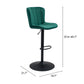 Adjustable Height Green And Black Steel Swivel Low Back Counter Height Bar Chair