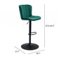 Adjustable Height Green And Black Steel Swivel Low Back Counter Height Bar Chair