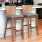 Set of Two 29" Gray And Brown Solid Wood Low Back Bar Height Bar Chairs